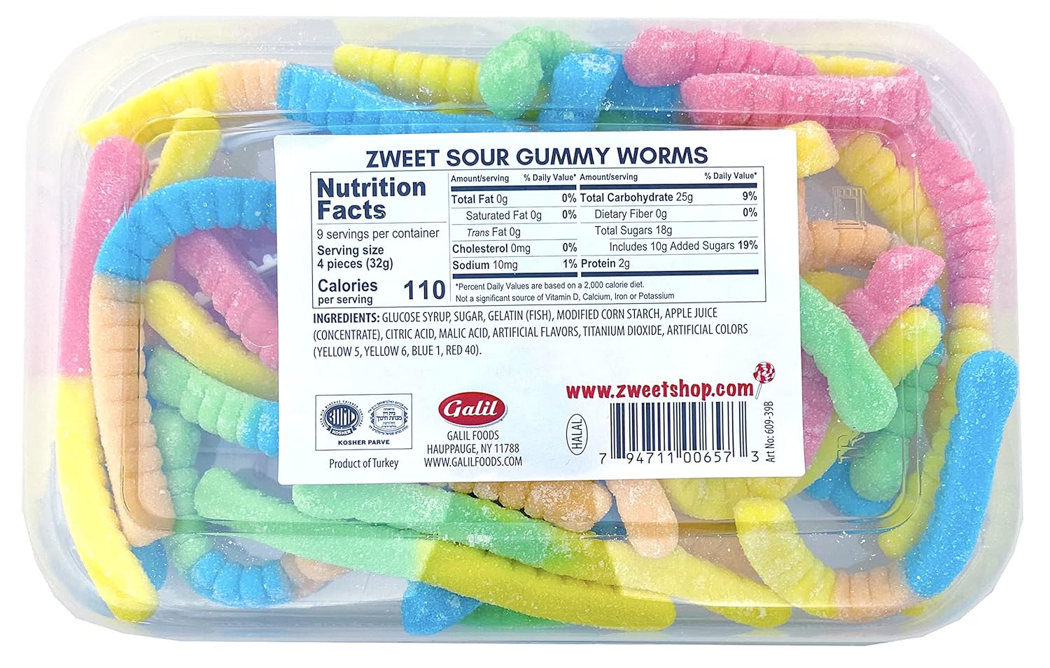 Neon Sour Gummy Worms: 6-Pack-Candy Warehouse