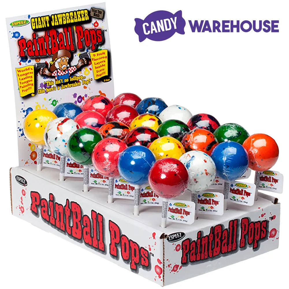 Espeez Paintball Pops Giant Jawbreaker Suckers: 24-Piece Box - Candy Warehouse