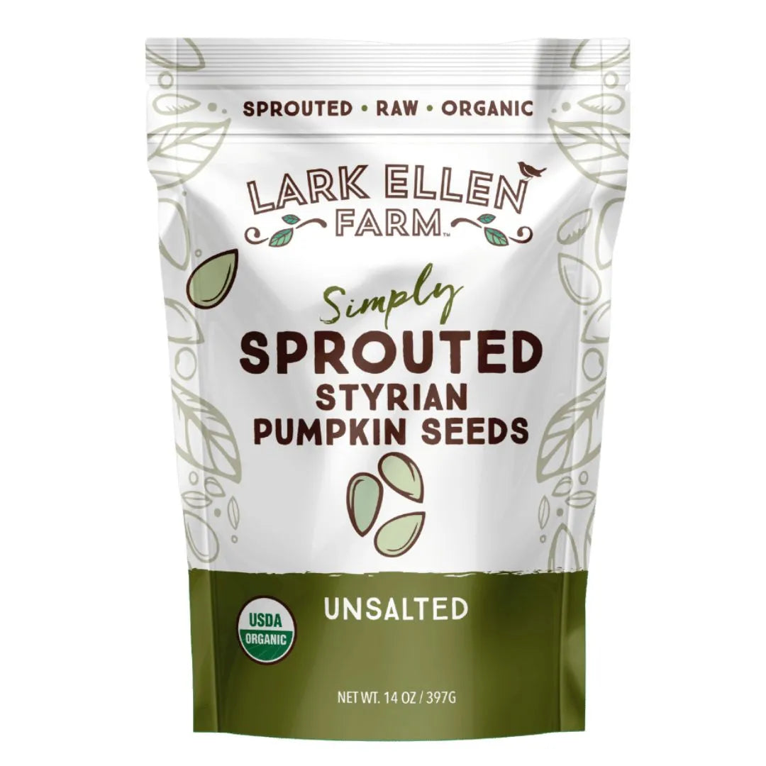 Lark Ellen Farm Sprouted Styrian Pumpkin Seeds. Organic