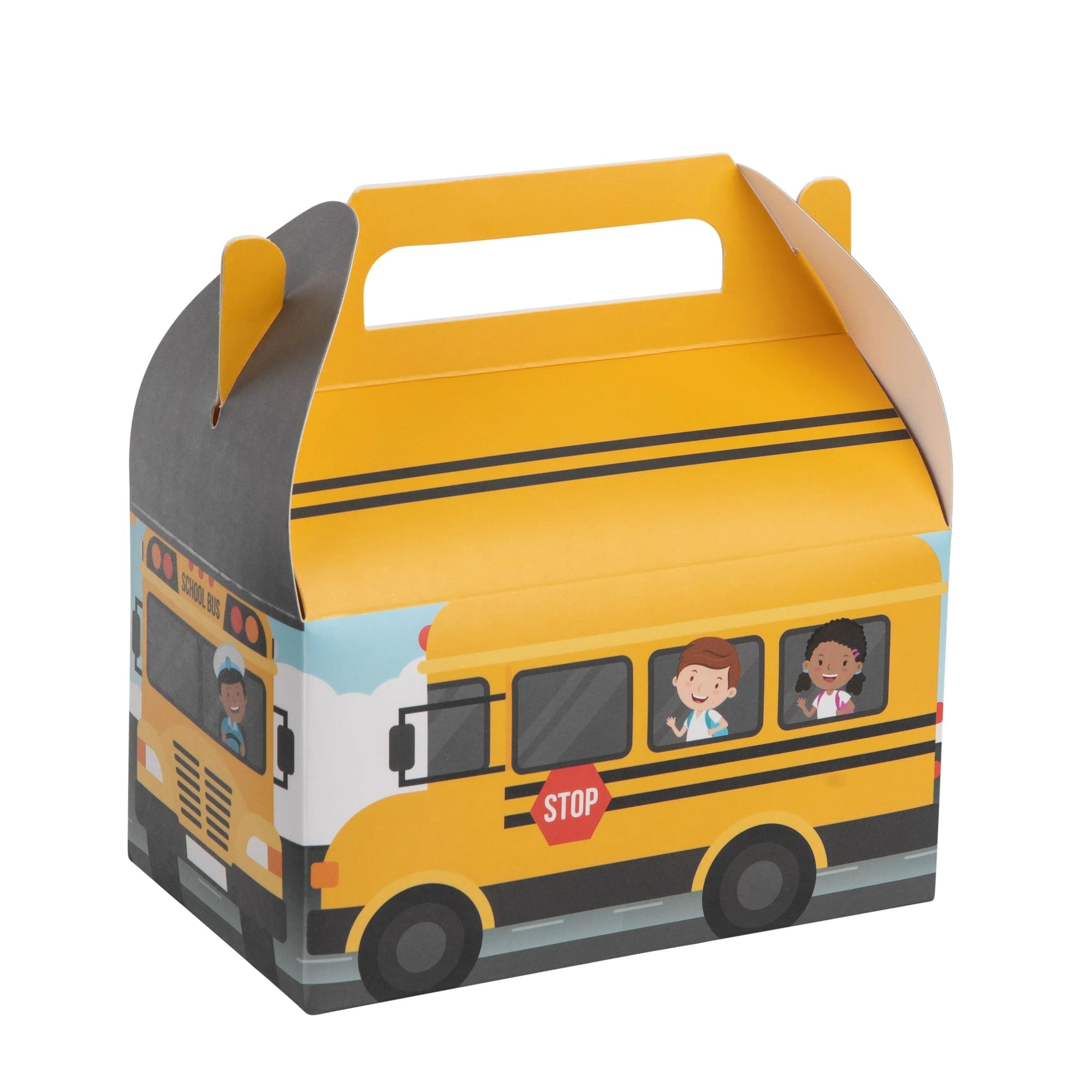 School Bus Paper Treat Box Birthday, Preschool Orientation and Holiday Party Decor 6.25x3.75x3.5 Inches 20 Pack