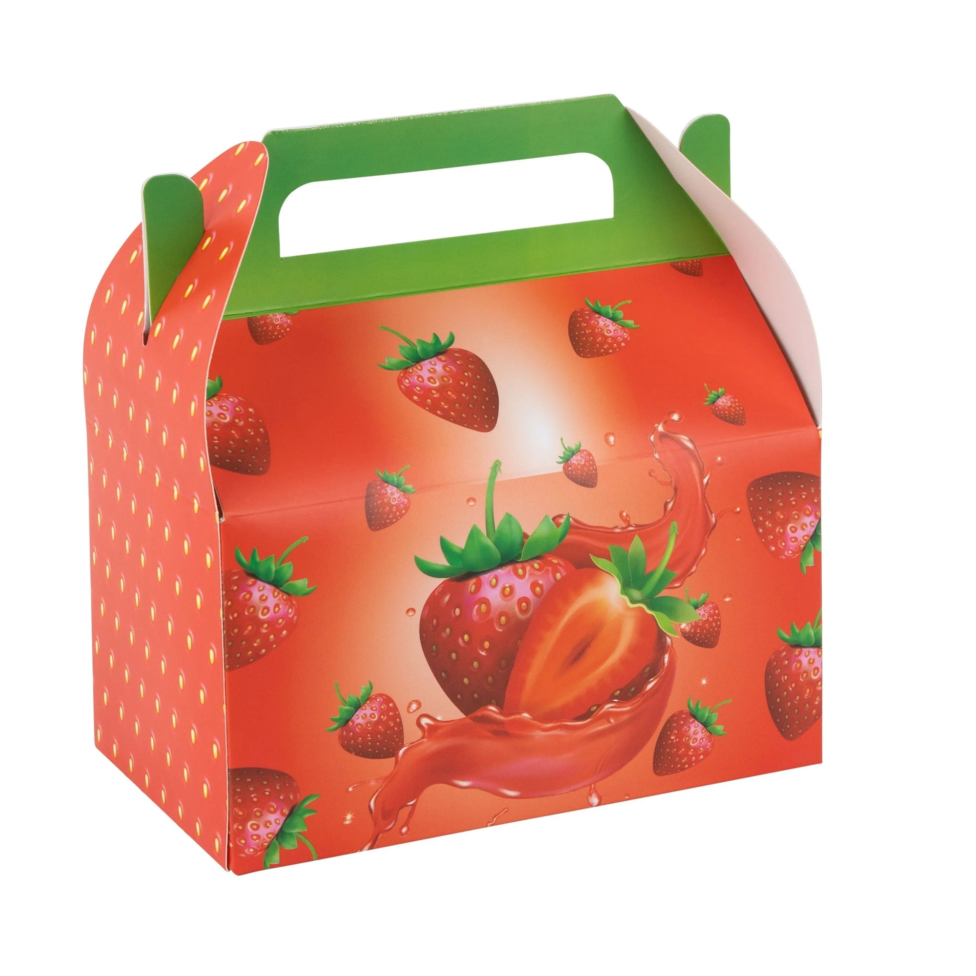 Strawberry Paper Treat Box Birthday, Baby Shower and Holiday Party Decor 6.25x3.75x3.5 Inches 20 Pack