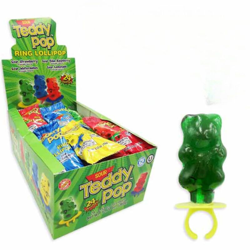 Teddy Pop Lollipop Ring:24-Pack-Candy Warehouse