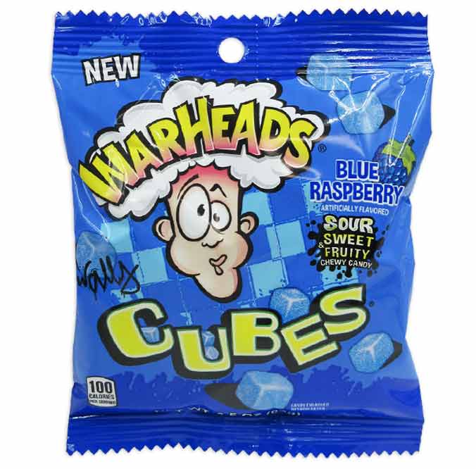 Warheads Blue Raspberry Cubes: 12 Pack-Candy Warehouse