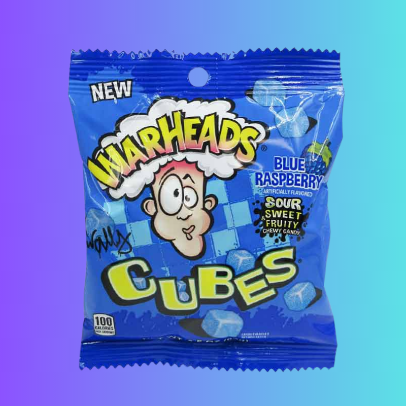 Warheads Blue Raspberry Cubes: 12 Pack-Candy Warehouse