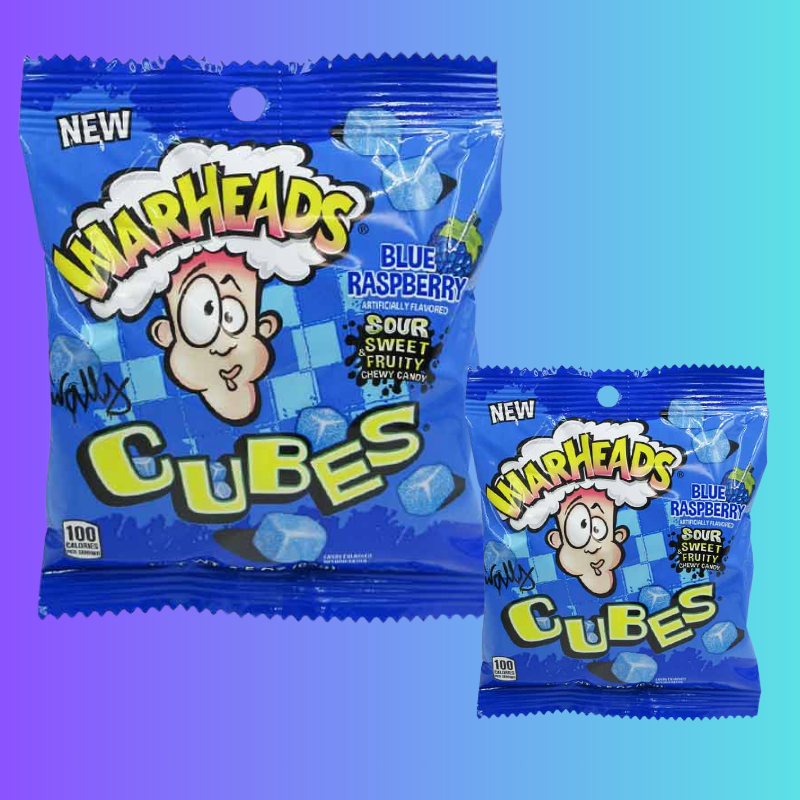 Warheads Blue Raspberry Cubes: 12 Pack-Candy Warehouse