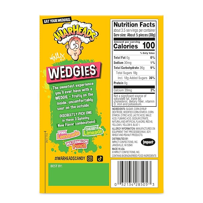 Warheads Wedgies Sour Chewy Candy: 12-Pack-Candy Warehouse