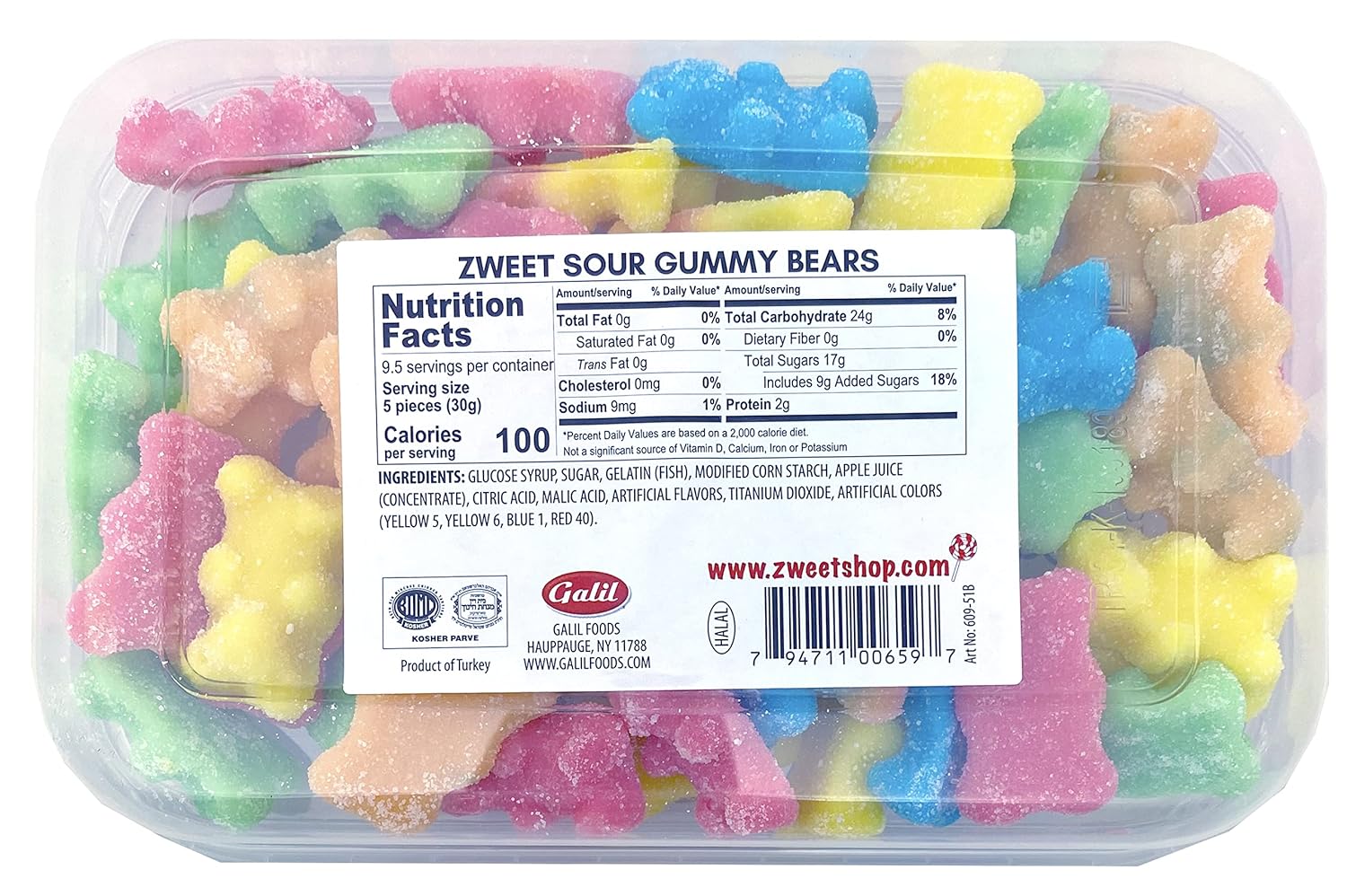 Zesty Neon Sour Bears: 6-Pack-Gandy Warehouse