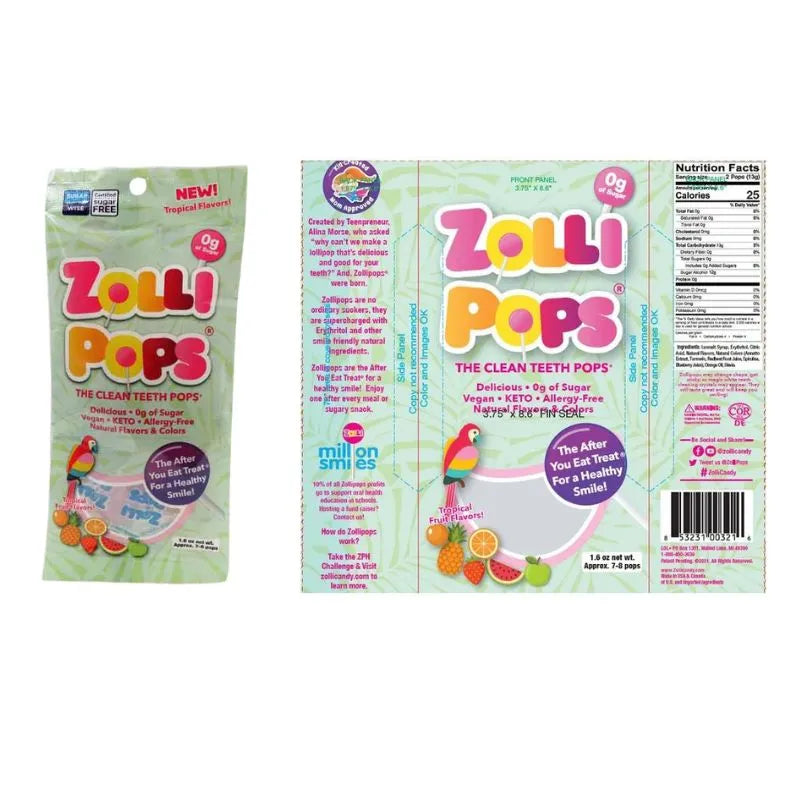  Zollipops Tropical Mini Lollipops – Bag: 36-Pack-Candy Warehouse