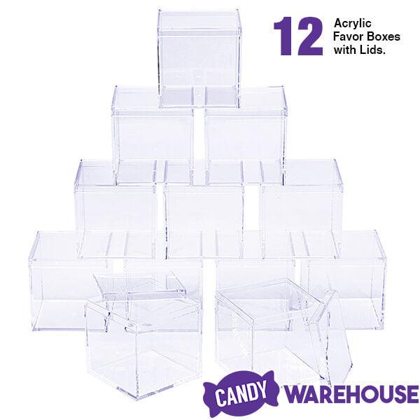 Acrylic Favor Boxes - 16-Ounce Cube with Lid: 12-Piece Set - Candy Warehouse