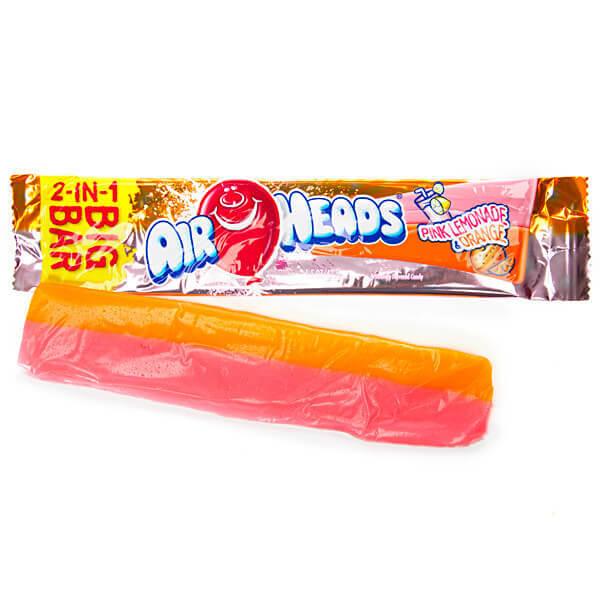 AirHeads Big Bar Taffy Candy - Pink Lemonade and Orange: 24-Piece Box - Candy Warehouse