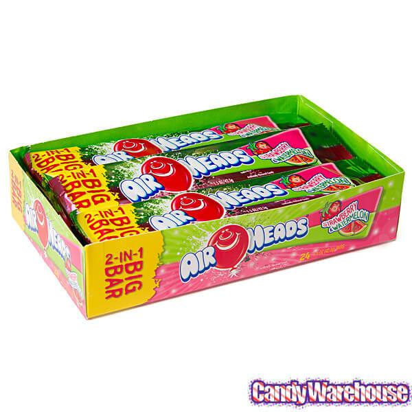 AirHeads Big Bar Taffy Candy - Strawberry and Watermelon: 24-Piece Box - Candy Warehouse