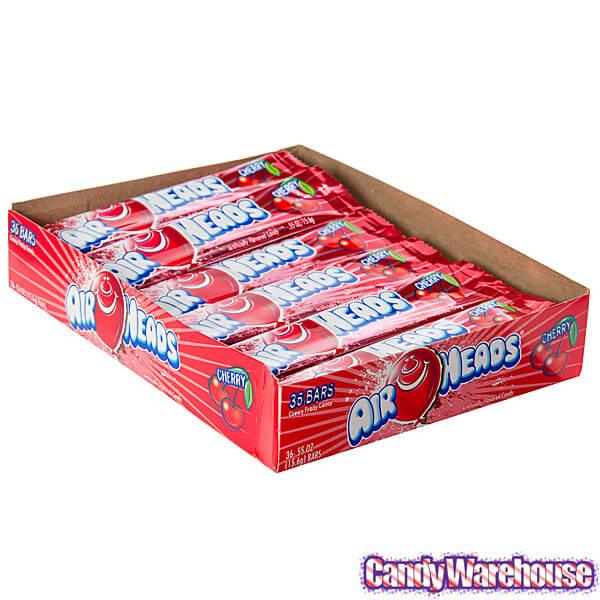 AirHeads Taffy Candy Bars - Cherry: 36-Piece Box - Candy Warehouse