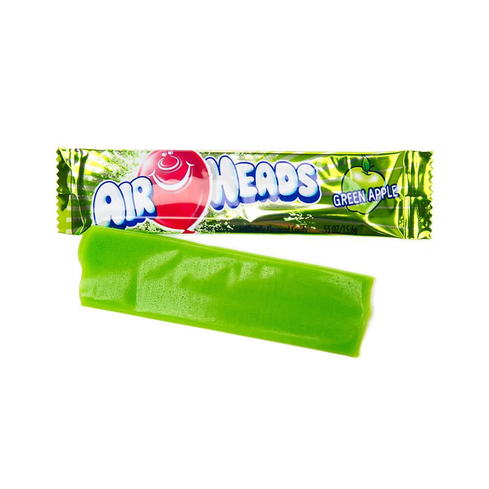 AirHeads Taffy Candy Bars - Green Apple: 36-Piece Box - Candy Warehouse