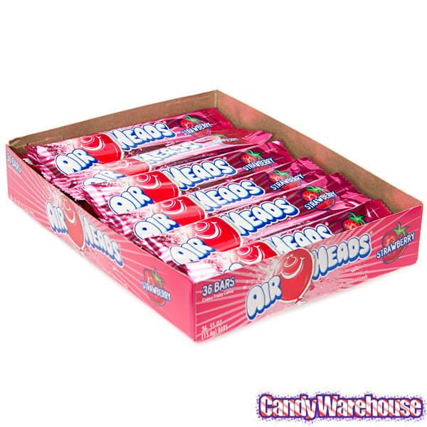 AirHeads Taffy Candy Bars - Strawberry: 36-Piece Box - Candy Warehouse