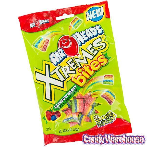 AirHeads Xtremes Sour Belts Bites Candy Packs - Rainbow Berry: 12-Piece Box - Candy Warehouse