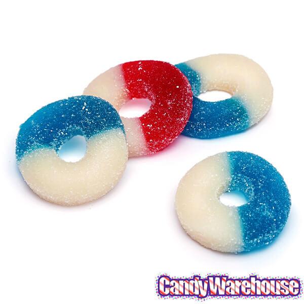 Albanese Freedom Rings Red, White & Blue Gummy Rings: 4.5LB Bag - Candy Warehouse