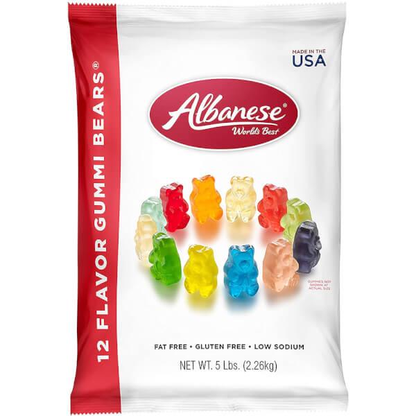 Albanese Gourmet 12-Flavors Gummy Bears: 5LB Bag - Candy Warehouse