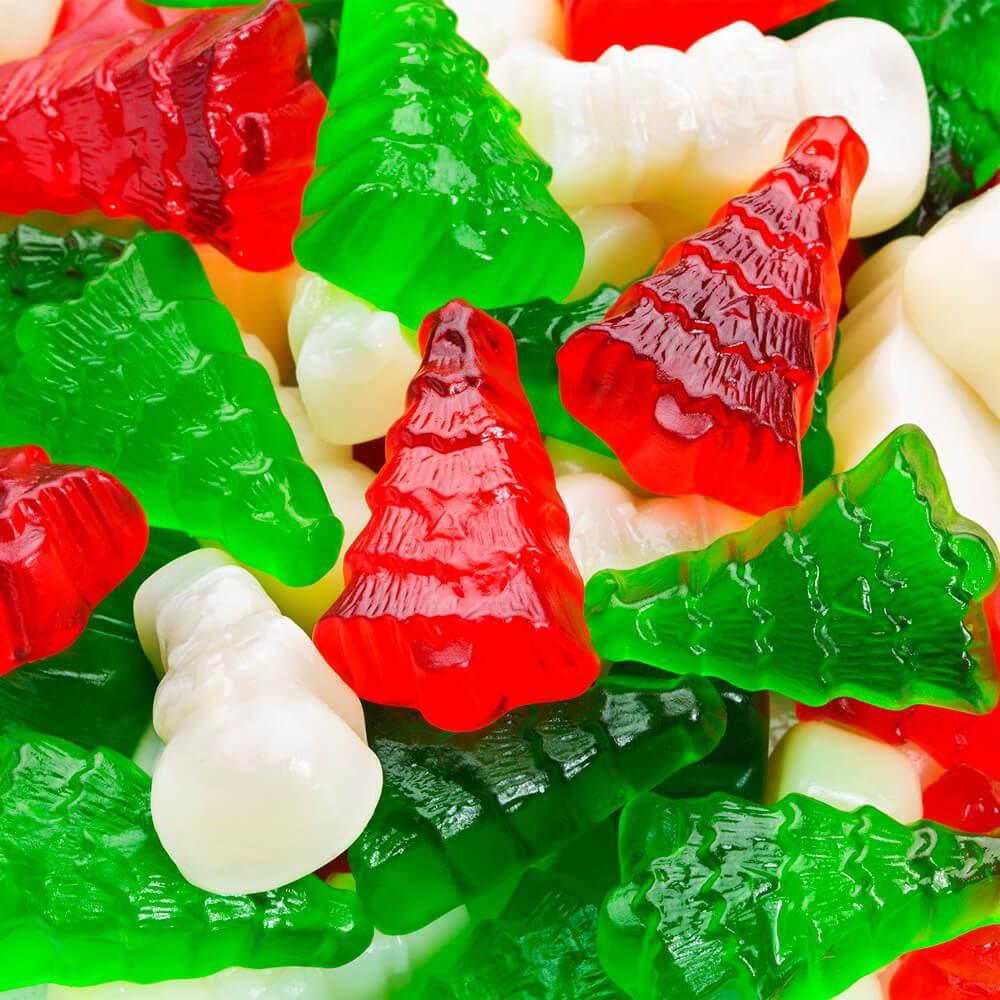 Albanese Gummy Christmas Trees &amp; Snowmen Candy: 5LB Bag - Candy Warehouse