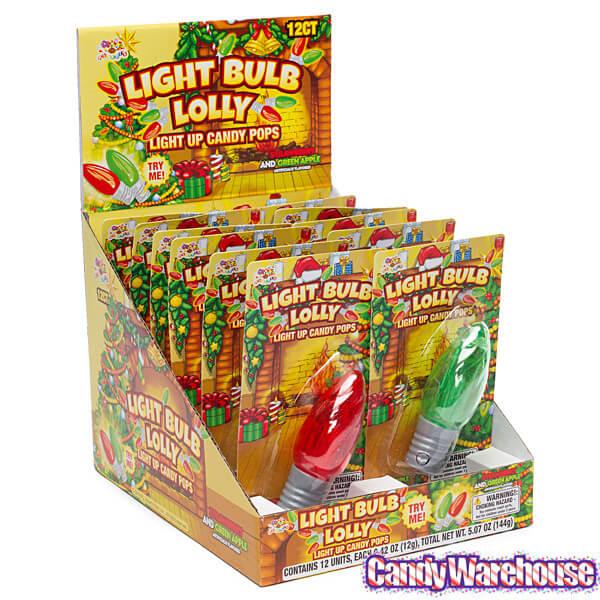 Albert&#39;s Christmas Light Bulb Lollipops: 12-Piece Display