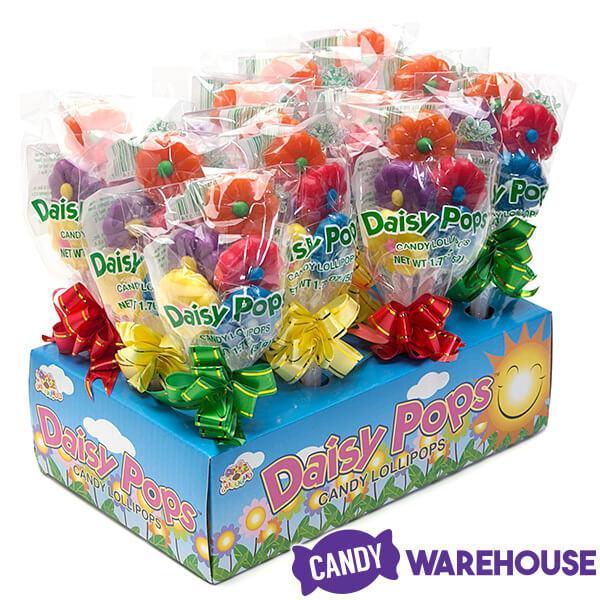 Albert&#39;s Daisy Pops Candy Flowers Lollipop Bouquets: 12-Piece Display - Candy Warehouse