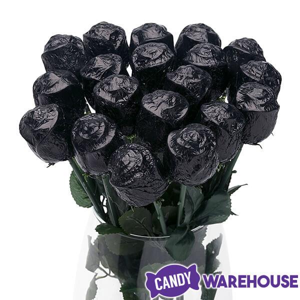 Albert's Foiled Milk Chocolate Roses - Black: 20-Piece Bouquet - Candy Warehouse