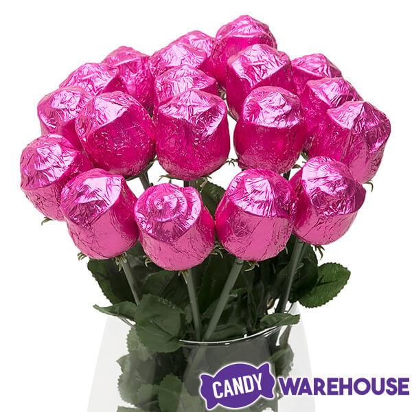 Albert's Foiled Milk Chocolate Roses - Hot Pink: 20-Piece Bouquet