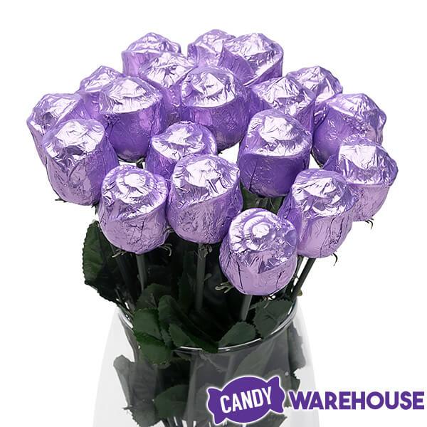 Albert's Foiled Milk Chocolate Roses - Lavender: 20-Piece Bouquet - Candy Warehouse