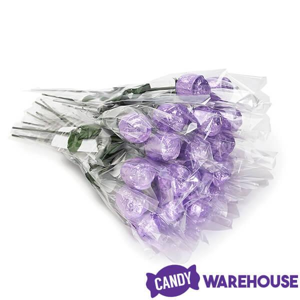 Albert's Foiled Milk Chocolate Roses - Lavender: 20-Piece Bouquet - Candy Warehouse