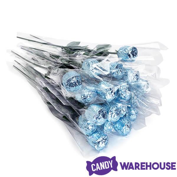 Albert&#39;s Foiled Milk Chocolate Roses - Light Blue: 20-Piece Bouquet - Candy Warehouse