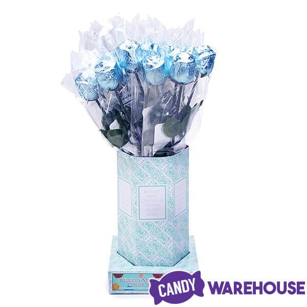 Albert's Foiled Milk Chocolate Roses - Light Blue: 20-Piece Bouquet