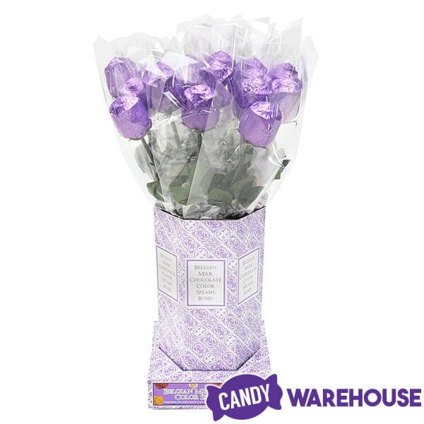 Albert's Foiled Milk Chocolate Roses - Purple: 20-Piece Bouquet - Candy Warehouse