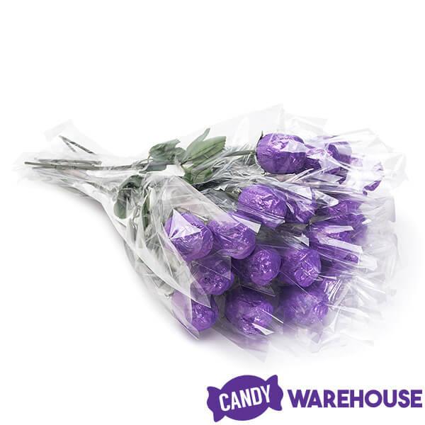 Albert's Foiled Milk Chocolate Roses - Purple: 20-Piece Bouquet - Candy Warehouse