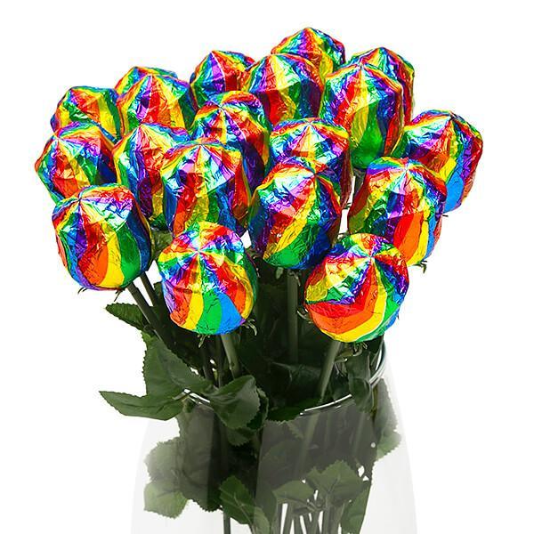 Albert&#39;s Foiled Milk Chocolate Roses - Rainbow: 20-Piece Bouquet - Candy Warehouse