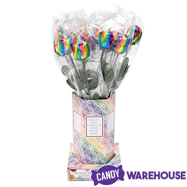 Albert&#39;s Foiled Milk Chocolate Roses - Rainbow: 20-Piece Bouquet - Candy Warehouse