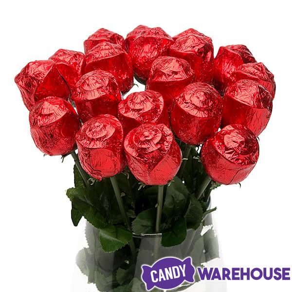 Albert's Foiled Milk Chocolate Roses - Red: 20-Piece Bouquet - Candy Warehouse