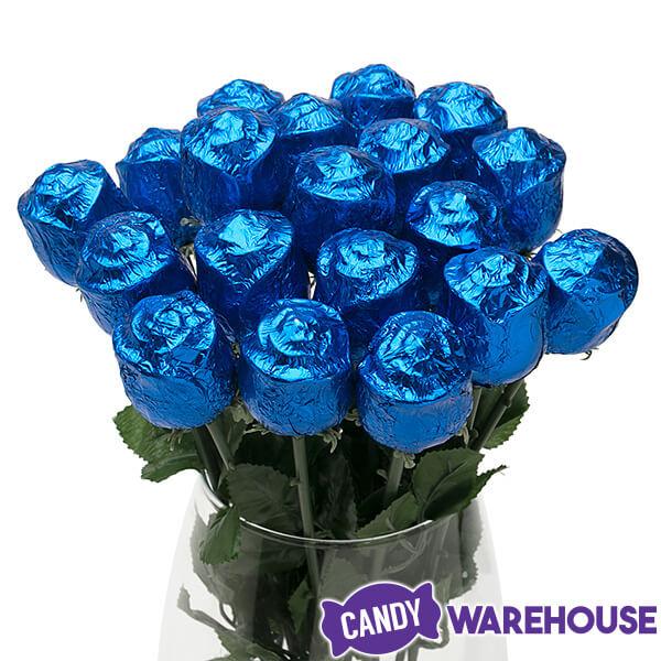 Albert's Foiled Milk Chocolate Roses - Royal Blue: 20-Piece Bouquet