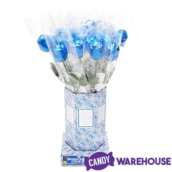 Albert's Foiled Milk Chocolate Roses - Royal Blue: 20-Piece Bouquet