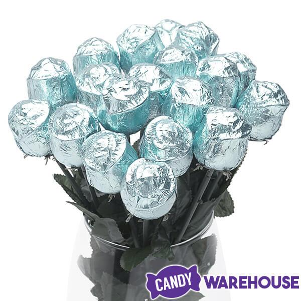 Albert's Foiled Milk Chocolate Roses - Silver: 20-Piece Bouquet - Candy Warehouse