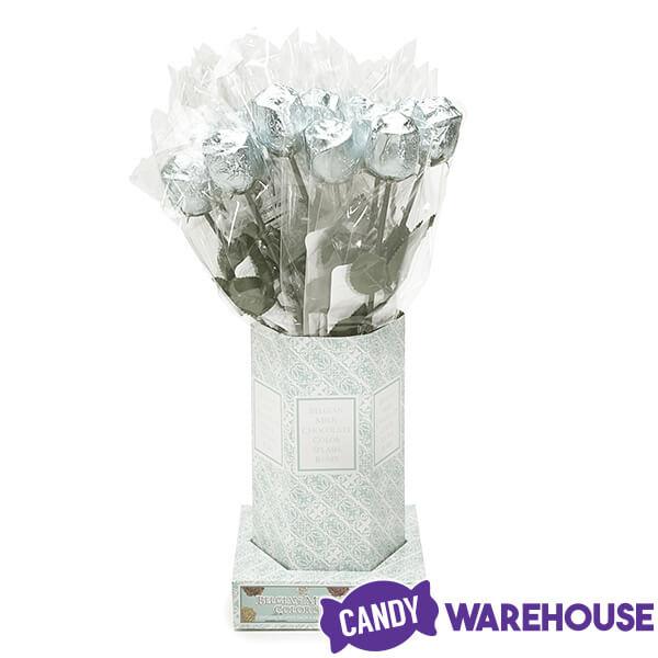 Albert's Foiled Milk Chocolate Roses - Silver: 20-Piece Bouquet - Candy Warehouse