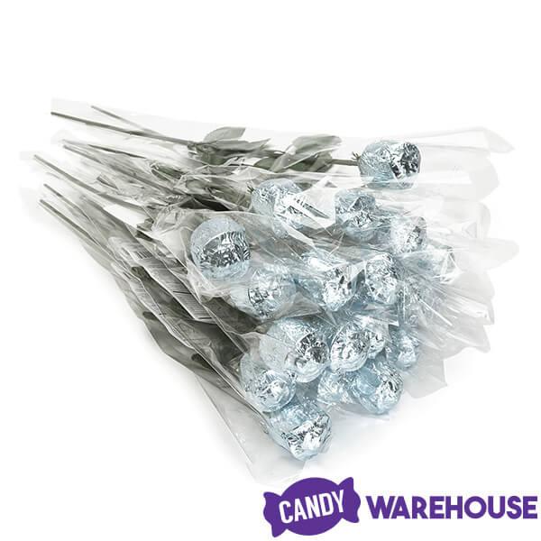 Albert's Foiled Milk Chocolate Roses - Silver: 20-Piece Bouquet - Candy Warehouse