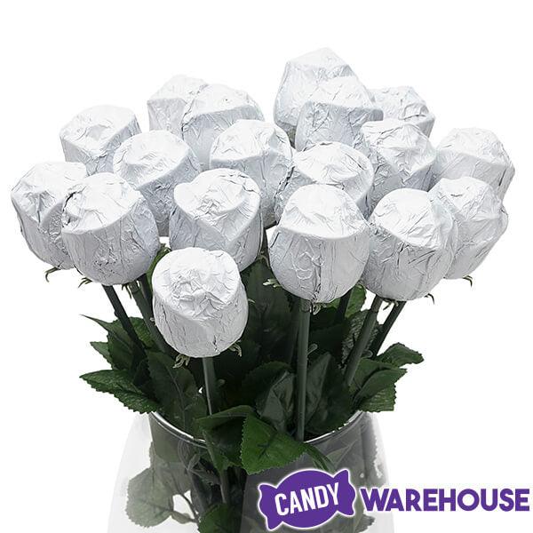 Albert's Foiled Milk Chocolate Roses - White: 20-Piece Bouquet - Candy Warehouse