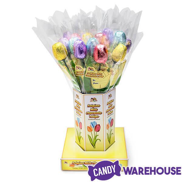 Albert's Foiled Milk Chocolate Tulips: 18-Piece Bouquet - Candy Warehouse