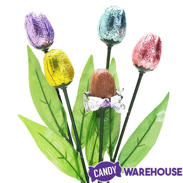 Albert's Foiled Milk Chocolate Tulips: 18-Piece Bouquet - Candy Warehouse