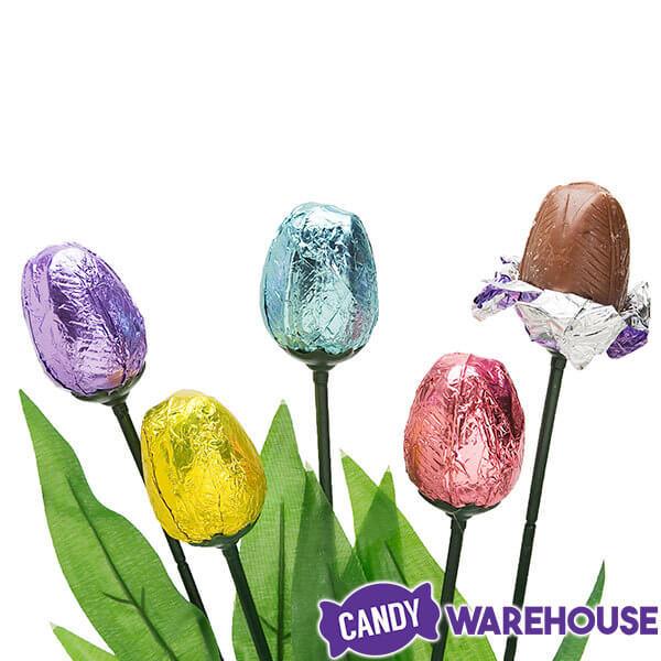 Albert's Foiled Milk Chocolate Tulips: 18-Piece Bouquet - Candy Warehouse