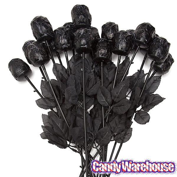 Albert&#39;s Halloween Gothic Black Chocolate Roses: 18-Piece Box