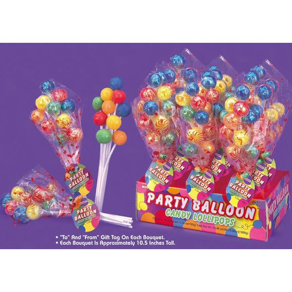 Albert&#39;s Party Balloons Lollipop Bouquets: 12-Piece Display - Candy Warehouse