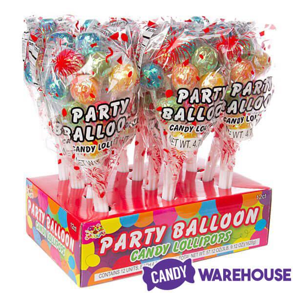 Albert&#39;s Party Balloons Lollipop Bouquets: 12-Piece Display - Candy Warehouse