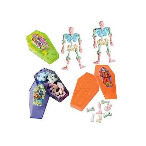 Albert's Scary Skeletons Interlocking Bones Candy Coffins: 12-Piece Display - Candy Warehouse