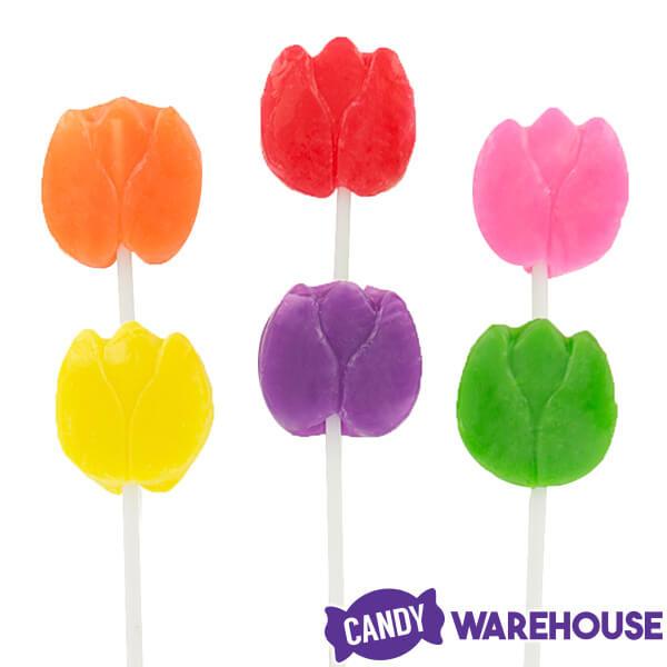 Albert's Tulip Pops Candy Flowers Lollipop Bouquets: 12-Piece Display - Candy Warehouse