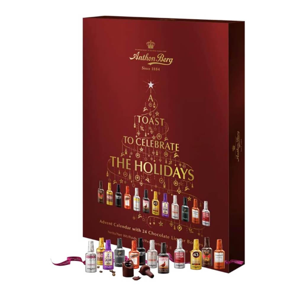 Anthon Berg Dark Chocolate Liquor Bottles Advent Calendar: 24-Piece Assortment - Candy Warehouse